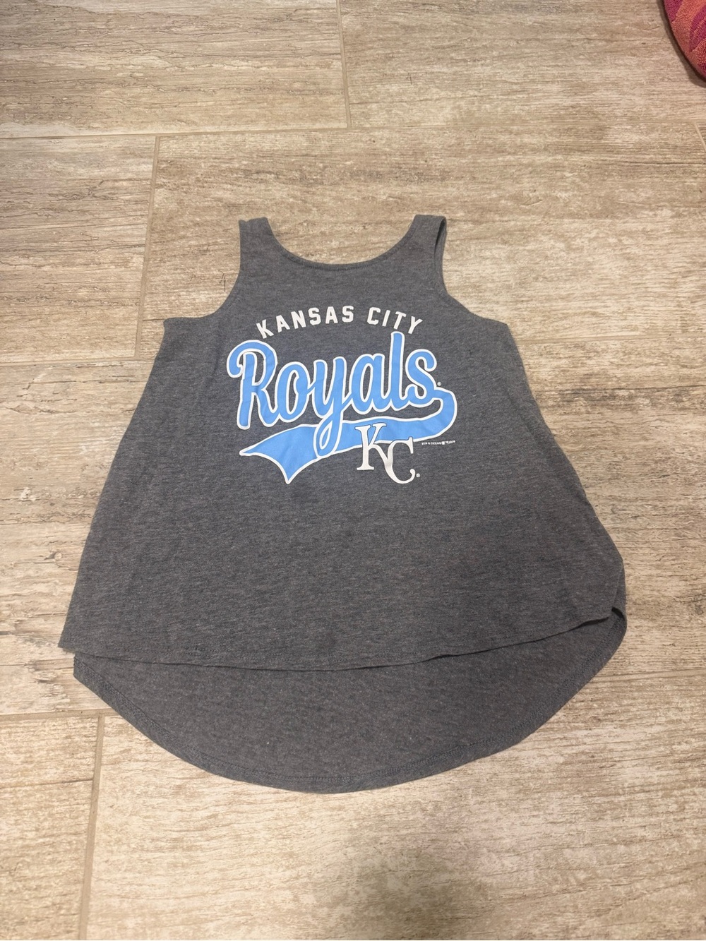 Kansas City Royals Gray Tank with Blue Team Script